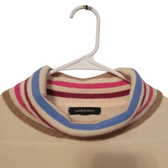 Lands' End Wool/Cashmere Retro Classic Preppy Turtleneck Sweater, Size L/XL - Picture 5 of 7
